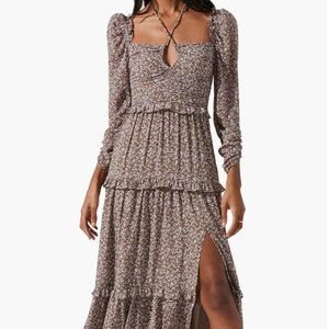 ASTR the Label- Long Sleeve Floral Tiered Maxi Dress, Size XS
